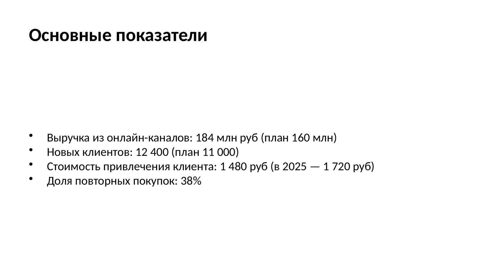 Было: Показатели в таблице